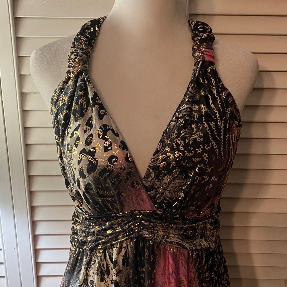 Shoreline Metallic Pink and Black Halter Maxi Dress - Picture 2 of 14